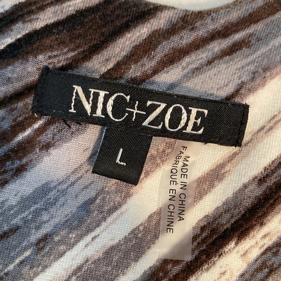 NICE +ZOE abstract neutral color sleeveless cinched dress L - Picture 14 of 16